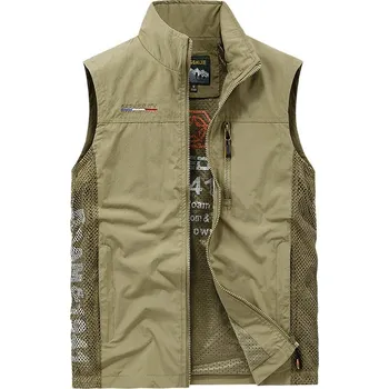 Pánská móda Pánská vesta DIMU256 Barva: Khaki, Velikost: 2XL