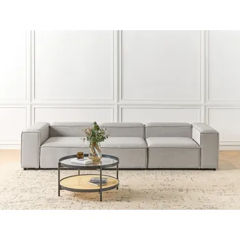 Pohovka 3místná modulární pohovka světle šedá polyesterové čalounění černé nohy moderní styl obývací pokoj Beliani