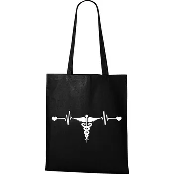 DOBRÝ TRIKO Bavlněná taška s potiskem Tep srdce zdravotnictví Barva: Černá