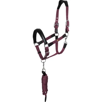 EQUESTRO Set ohlávky a vodítka Lani New Equestro, black/burgundy FULL
