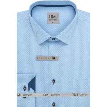 Pánská košile Pánská košile AMJ Slim Fit modrá se vzorem VDSBR1421 velikost: 45, délka rukávu: dlouhý rukáv