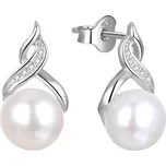 Beneto Luxusní perlové náušnice se zirkony AGUP2616P-WHITE + 2 měsíce na vrácení zboží