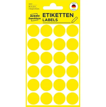 Samolepící etiketa Avery Zweckform 3007 Samolepicí kolečka Ø 18 mm, 96 ks, žluté