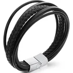 Troli Náramek z černých kožených pásků Leather + 2 měsíce na vrácení zboží