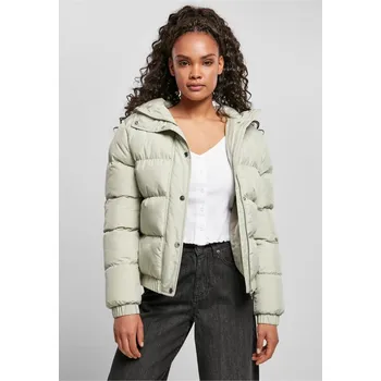 Dámský bomber Dámská zimní bunda Urban Classics Ladies Hooded Puffer Jacket - pastelově zelená 5XL