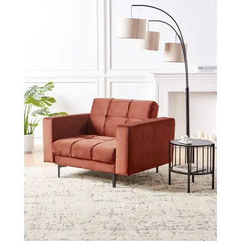 Křeslo Křeslo červené sametové čalounění prošívané nízké sklopné opěradlo s 3 polohami obývací pokoj Beliani