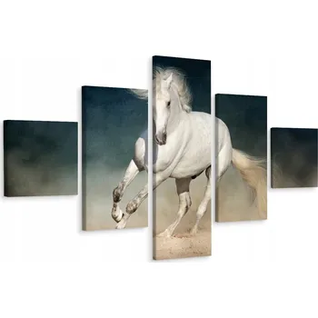 Obraz Vícedílný obraz Bílý Kůň v Cvalu Příroda 200x120