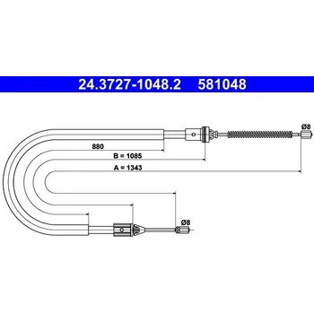 Lanko parkovací brzdy Tažné lanko, parkovací brzda ATE 24.3727-1048.2