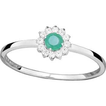 Prsten Silver Cat Stříbrný prsten s kubickými zirkony a smaragdem SC564 60 mm + 2 měsíce na vrácení zboží