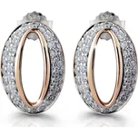 Modesi Elegantní bronzové náušnice ze stříbra se zirkony M25007 + 2 měsíce na vrácení zboží