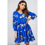 Lakerta Vzorované šaty s páskem a volánem modré Velikost: L