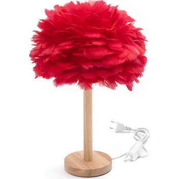 Lampička Stolní lampa noční pírko Art Deco červená CBDPH