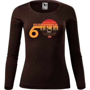 Dámské tričko DOBRÝ TRIKO Dámské triko s potiskem 60 let myslivost Velikost: M, Barva: Kávová