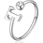 S'Agapõ Stylový ocelový prsten T s krystalem Click SCK190 + 2 měsíce na vrácení zboží