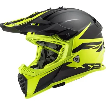Helma na motorku LS2 Helmets LS2 MX437 FAST EVO ROAR MATT BLACK HI-V YELLOW - M