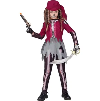 Karnevalový kostým Dívčí halloweenský kostým kostry pirátky - pro věk 5-7 let