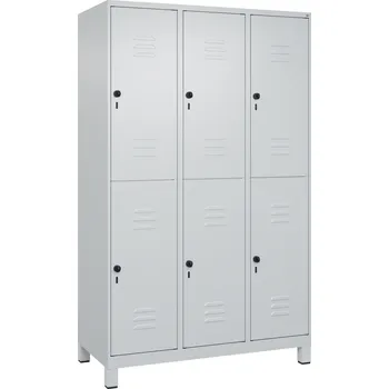 Šatní skříň Šatní dvoupatrová skříň C+P Cabo, 6 oddíly, 1200 x 500 x 1950 mm, nožičky, šedá