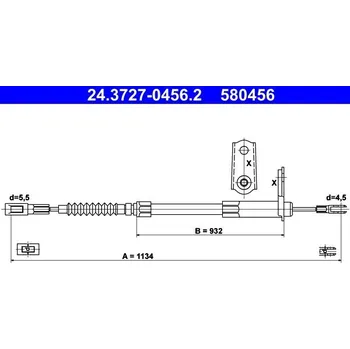 Lanko parkovací brzdy Tažné lanko, parkovací brzda ATE 24.3727-0456.2