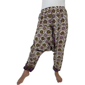 Dámské kalhoty Kalhoty Aladinky, harémky květina fialové-Sale