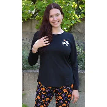Dámské pyžamo Vienetta Dámské pyžamo dlouhé Halloween Barva: Černá, Velikost: XL
