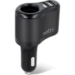 SETTY RGS-1 nabíječka do auta 2x USB 2A + autozásuvka, černá