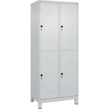 Šatní skříň Šatní dvoupatrová skříň C+P Cabo, 4 oddíly, 800 x 500 x 1950 mm, nožičky, šedá