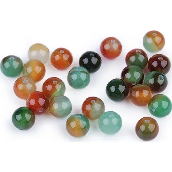 Korálek Achát multicolor dobarvený, minerální korálky Ø8 mm, barva achát multicolor