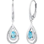 Silvego Luxusní stříbrné náušnice se světle modrým topazem a zirkony FWE10130LBT + 2 měsíce na vrácení zboží