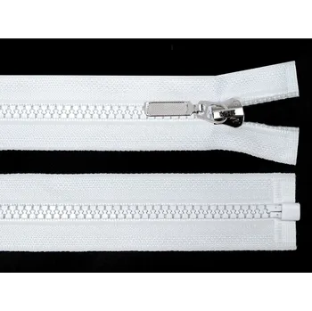 Zip Kostěný zip No 5 délka 30 cm s ozdobným jezdcem, malé, 101 bílá