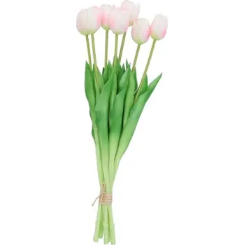 umělá květina Kytice 7ks růžových realistických tulipánů Tulips - 43cm
