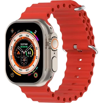 Řemínek na hodinky Řemínek pro Apple Watch Ultra 49mm / 46mm / 45mm / 44mm / 42mm - oceánský - silikonový - červený