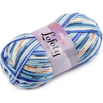 Příze Pletací příze Lofoty samovzorovací / ponožkovka 100 g, barva 13 (7817) modrá