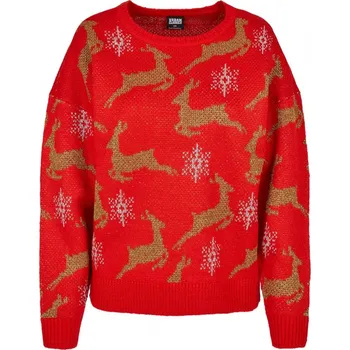 Dámský svetr Ladies Oversized Christmas Sweater - red/gold M