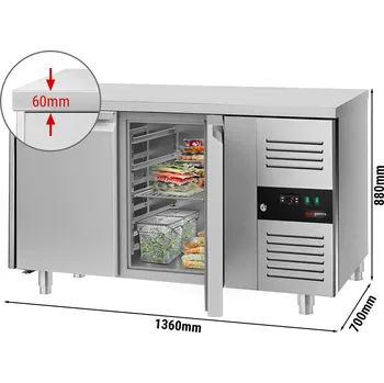 Lednice G.Gastro Chladicí stůl PREMIUM - 1,36 x 0,7 m - se 2 dvířky
