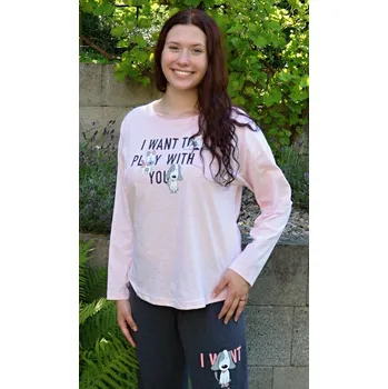 Dámské pyžamo Vienetta Dámské pyžamo dlouhé Veronika Barva: Růžová - světle, Velikost: XL