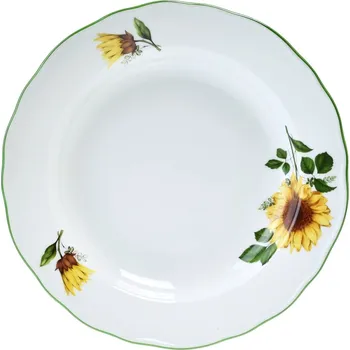 Český porcelán, Dubí Talíř hluboký 24 cm Rokoko slunečnice