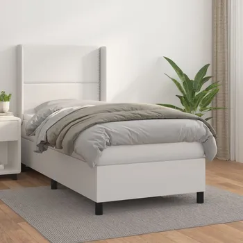 Ložnice vidaXL Box spring postel s matrací 100x200 cm umělá kůže [3132427] Barva: Bílá