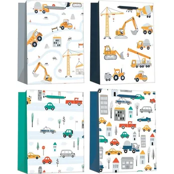 Dárková taška Taška dárková dopravní prostředky se stříbrnou ražbou L+ 30 x 42 x 12 cm 12543