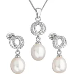 Evolution Group - Pavona Perličková sada šperků se zirkony Pavona 29003.1 bílá (náušnice, řetízek, přívěsek) + 2 měsíce na vrácení zboží