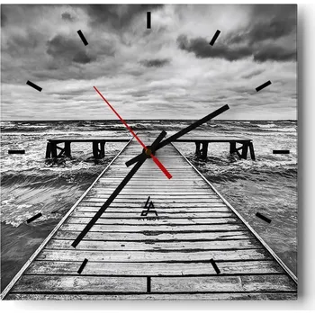 Hodiny Velké nástěnné hodiny 40x40 Krajina Skleněné hodiny Tiché