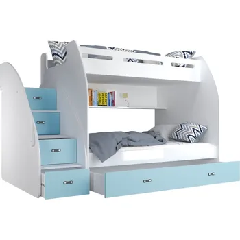 Dětsný nábytek Patrová postel ZUZKA s úložným prostorem (různé barvy), Modrá