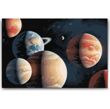 Diamantové malování Diamantové malování - Planety ve vesmíru Velikost: 40x60cm, Rámování: Pouze srolované plátno, Diamanty: Kulaté
