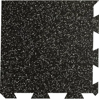 Rohožka Černo-bílá gumová podlahová deska (puzzle - roh) FLOMA FitFlo SF1050 - délka 50 cm, šířka 50 cm, výška 1 cm