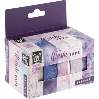 Grafix Dekorační lepicí páska - Washi pásky, 1,5cm x 10m, 5ks - fialové