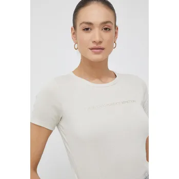 Pánské tričko Bavlněné tričko United Colors of Benetton béžová barva 3GA2E16A2.152.. 08X, vel. L