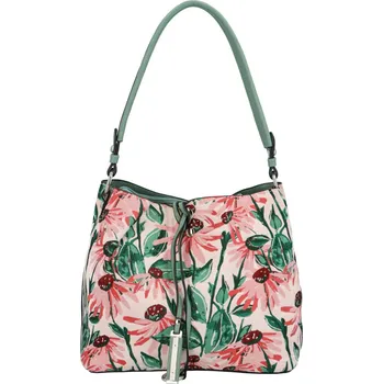 Květinová dámská koženková kabelka Elena, zeleno- růžová