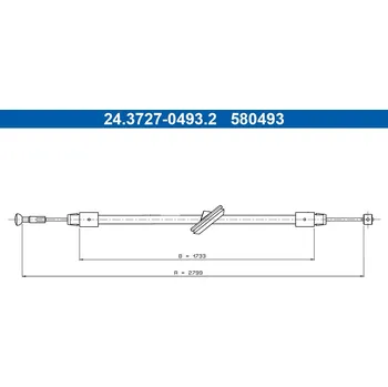 Lanko parkovací brzdy Tažné lanko, parkovací brzda ATE 24.3727-0493.2