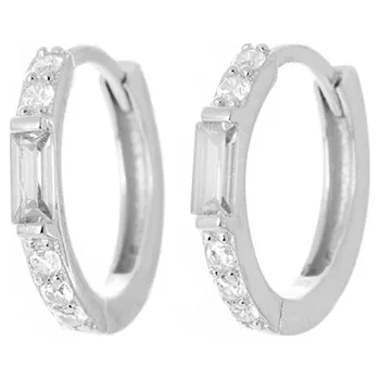 Náušnice Stříbrné náušnice kruhy s čirými zirkony 14 mm STNAU1943F