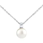 Silvego Stříbrný náhrdelník s bílou perlou Swarovski® Crystals 12 mm LPS061912PSWW (řetízek, přívěsek) + 2 měsíce na vrácení zboží