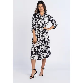 Dámské šaty Šaty SOFIA, černé a bílé květy 38